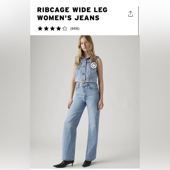 Levi's Denim - NWT!! Levi’s Ribcage Wide Leg Jean. Size 26x32. Far and Wide- Light Wash.